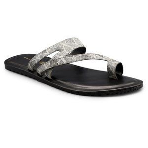 Grey Block Print Strap Chappals